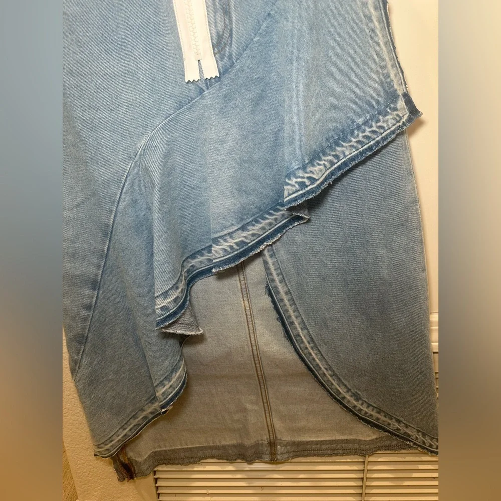 Off-White Blue Denim Ruffles Skirt Size 38 - Picture 11 of 14